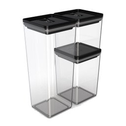 Kit Pote Organizador Mantimentos Hermético Cozinha Alimentos Unitermi Kit Dubai Preto - 4