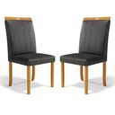 Ver imagem 1 de Kit com 2 Cadeiras Aurora Madeira Maciça Estofadas para Mesa de Jantar Courino Preto 503