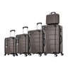 Kit Mala de Viagem Rígida de Fibra Rodinhas 360º 5 peças:Café/Unissex/Único - 1