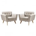 Ver imagem 1 de Kit 2 Poltronas Bruna Decorativas Linho com Espuma D26 Bege Bella Decor