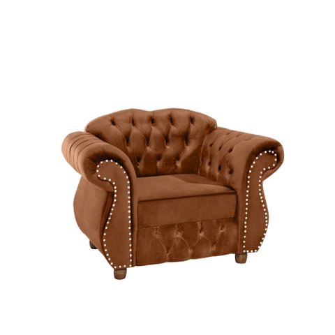 Kit 2 Poltronas Chesterfield Merlo - Veludo Terra Cota / Decoração, recepção , barbearia, sala tv es