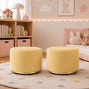 Ver imagem 1 de Kit 2 Puff Infantil Premium - Banquinho Redondo Estofado para Quarto, Sala Pés Anti-Umidade Amarelo