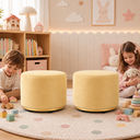 Ver imagem 2 de Kit 2 Puff Infantil Premium - Banquinho Redondo Estofado para Quarto, Sala Pés Anti-Umidade Amarelo