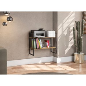 Estante Nicho Industrial para Livros Li008 Kappesberg Freijó/preto Fosco