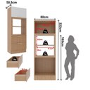 Ver imagem 7 de Torre Quente 80cm para Forno e Micro-ondas com 1 Porta Basculante 2 Gavetas e Rodapé Cz