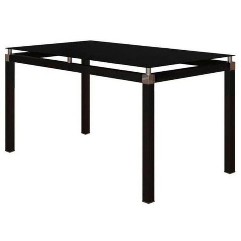 Mesa Malva 140x80cm Preta Tampo Vidro Temperado Preto