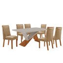 Ver imagem 2 de Mesa de Jantar Yasmin 180cm Tampo MDF Vidro Canto Copo com 6 Cadeiras Yasmin