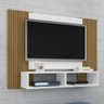 Painel para TV Bridge com Detalhe em Ripas Branco - 1