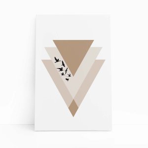 Triângulo Geométrico Dourado Arte Quadro Canvas 60x40cm