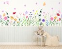 Ver imagem 1 de Adesivo de Parede Infantil Florais Boho e Borboletas 1mt