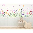 Ver imagem 1 de Adesivo de Parede Infantil Florais Boho e Borboletas 1mt