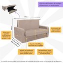 Ver imagem 3 de Sofá-Cama 140cm 2 Lugares com Baú Multimóveis CR45260 Bege