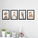 Ver imagem 1 de Kit 4 Quadros Infantis Menininhas Princesas 24x18cm - com Vidro:moldura Preta