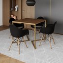 Ver imagem 1 de Mesa Jantar Industrial Quadrada 90cm Amêndoa Base V Dourada com 4 Poltronas Eames Eiffel Daw Madeira