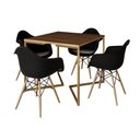 Ver imagem 2 de Mesa Jantar Industrial Quadrada 90cm Amêndoa Base V Dourada com 4 Poltronas Eames Eiffel Daw Madeira