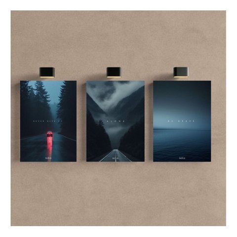 Kit 3 Quadro Frases Motivacionais Moderno Paisagem Mdf 28x20cm