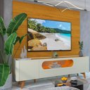 Ver imagem 7 de Rack com Painel para TV até 84 Polegadas com LED 100% MDF 217CMX237CM Pés em Madeira Maciça com LED 1 Gaveta 2 Portas Luminare Nobre