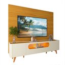 Ver mais imagens de Rack com Painel para TV até 84 Polegadas com LED 100% MDF 217CMX237CM Pés em Madeira Maciça com LED 1 Gaveta 2 Portas Luminare Nobre