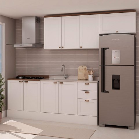 Cozinha Completa Iluminata 8 Portas 3 Gavetas 100% Mdf Branco/ébano - Genialflex