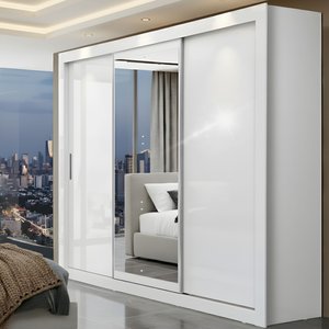 Guarda-Roupa Casal com Espelho 3 Portas 4 Gavetas 185,5cm Viena Yescasa
