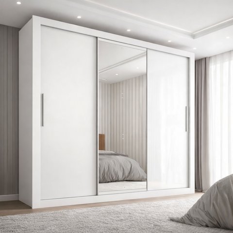 Guarda-Roupa Casal com Espelho 3 Portas 4 Gavetas 185,5cm Viena Yescasa