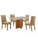 Ver imagem 2 de Mesa de Jantar Olimpia 120cm Tampo MDF Vidro com 4 Cadeiras Yasmin