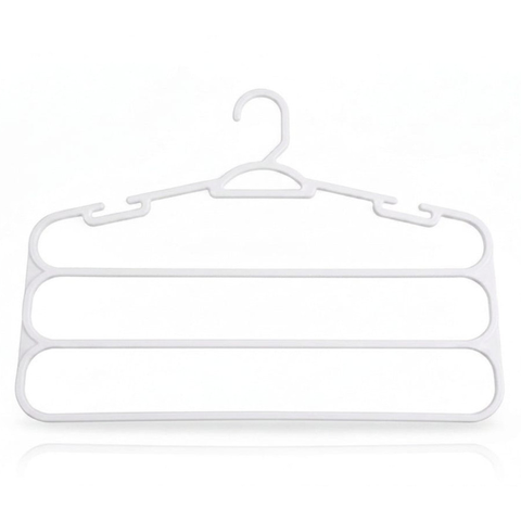 Cabide Branco para Calças 3 Divisórias Reforçado - Organizador de Calças com 3 Espaços