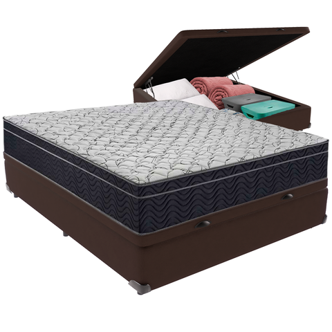 Cama Box Baú e Colchão Airtech 150 Espuma D45 Viúvo Ortobom: Marrom