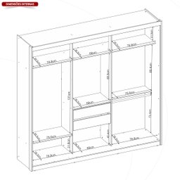 Guarda Roupa Casal 3 Portas com Espelho e 2 Gavetas 100% MDF London Yescasa - 10 Guarda Roupa Casal 3 Portas com Espelho e 2 Gavetas 100% MDF London Yescasa - 10