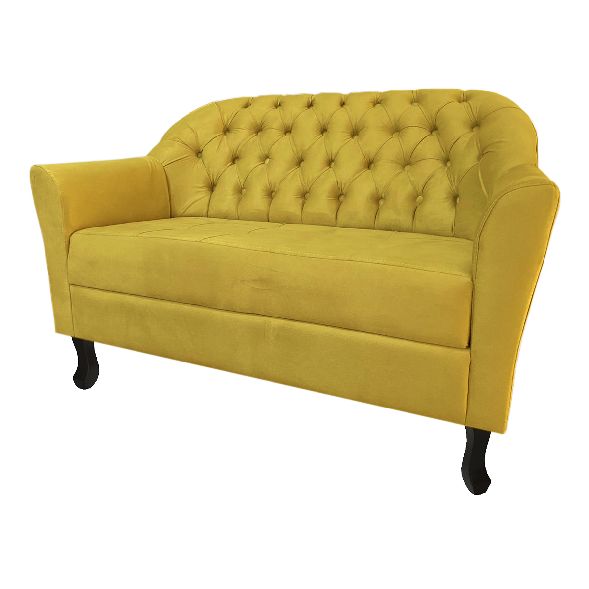 Sofá Namoradeira 2 Lugares para Quarto e Sala Júlia Suede Amarelo - Dl Decor - 1