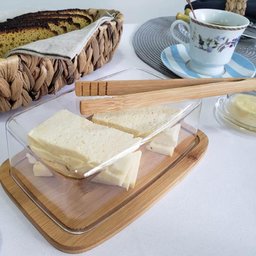 10 Manteigueiras Bambu Tampa Plástica Lyor 19x12,5x6cm Restaurante Porta Queijos Mesa Posta - 6