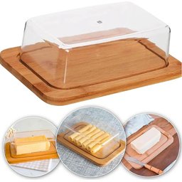 10 Manteigueiras Bambu Tampa Plástica Lyor 19x12,5x6cm Restaurante Porta Queijos Mesa Posta - 8