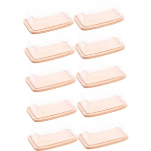 10 Manteigueiras Bambu Tampa Plástica Lyor 19x12,5x6cm Restaurante Porta Queijos Mesa Posta