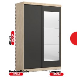 Guarda-Roupa Solteiro com Espelho 2 Portas de Correr 2 Gavetas Tuco Yescasa - 8