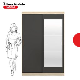 Guarda-Roupa Solteiro com Espelho 2 Portas de Correr 2 Gavetas Tuco Yescasa - 9