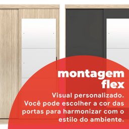 Guarda-Roupa Solteiro com Espelho 2 Portas de Correr 2 Gavetas Tuco Yescasa - 5