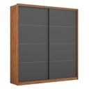 Ver imagem 2 de Guarda Roupa Belga 2 Portas e Cômoda Atria Amêndola Grafito com Cabeceira Luiza 140 cm Preto – Demar