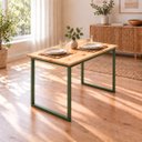 Ver imagem 2 de Mesa de Jantar Reforçada Industrial 110x60cm Tampo Bege Pés Verde