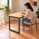 Ver imagem 3 de Mesa de Jantar Reforçada Industrial 110x60cm Tampo Bege Pés Verde