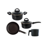 Jogo de Panelas Antiaderente 4 Pçs Frigideira/canecao- Preto - 1