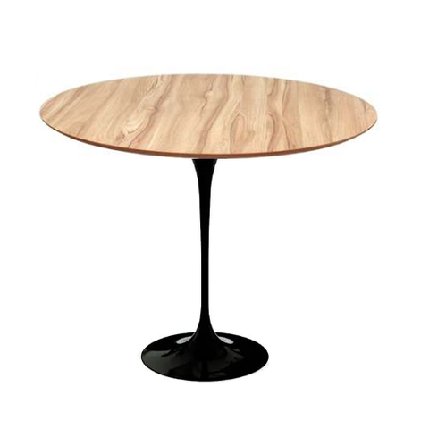 Mesa de Jantar Tulipa Saarinen Redonda 70cm Tampo Nogueira - Preto