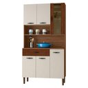 Ver imagem 4 de Kit Cozinha Ambiente Golden 6 Portas Nogueira Off White Ripado - Kits Paraná