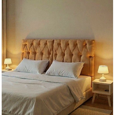 Cabeceira Cama Box Solteiro Leticia 160cm Suspensa Retangular Bege