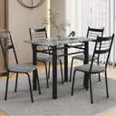 Ver imagem 1 de Conjunto Tubular de Mesa e Cadeiras Palma Preto/Chanel/Ocre