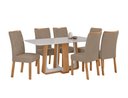 Ver imagem 1 de Conjunto Sala de Jantar Mesa Sintonia 170 Tampo Vidro Off White com 6 Cadeiras Rayla - Lopas Amendoa