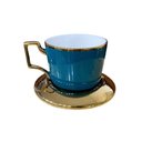 Ver imagem 5 de Jogo de 6 Xícaras e Bule para Chá e Café Verde com Detalhes Dourado