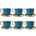Ver imagem 3 de Jogo de 6 Xícaras e Bule para Chá e Café Verde com Detalhes Dourado