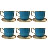 Jogo de 6 Xícaras e Bule para Chá e Café Verde com Detalhes Dourado - 3