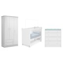 Ver imagem 1 de Quarto Infantil Guarda Roupa 3 Portas Meu Soninho, Berço e Cômoda Trocador Branco – Fdecor