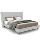 Ver imagem 2 de Cabeceira King Nilo 195cm com Cama Pés Madeira Suném P05 Linho Cinza Claro Bouclê Cru - Lyam Decor